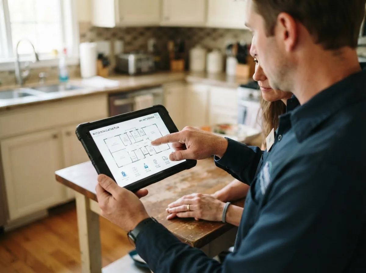 Water damage restoration technician inspecting a home in Silver Springs, NV